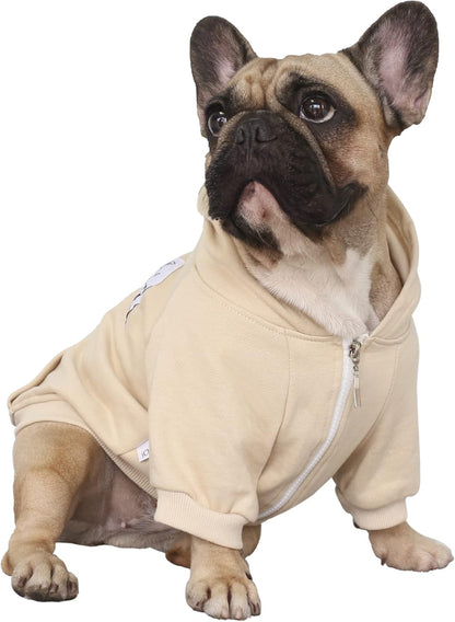 French Bulldog Hoodie for Dogs - Sweatshirt for Pugs, English Bulldogs, Boston Terriers, Pitbulls, Corgis - Khaki, X-Large