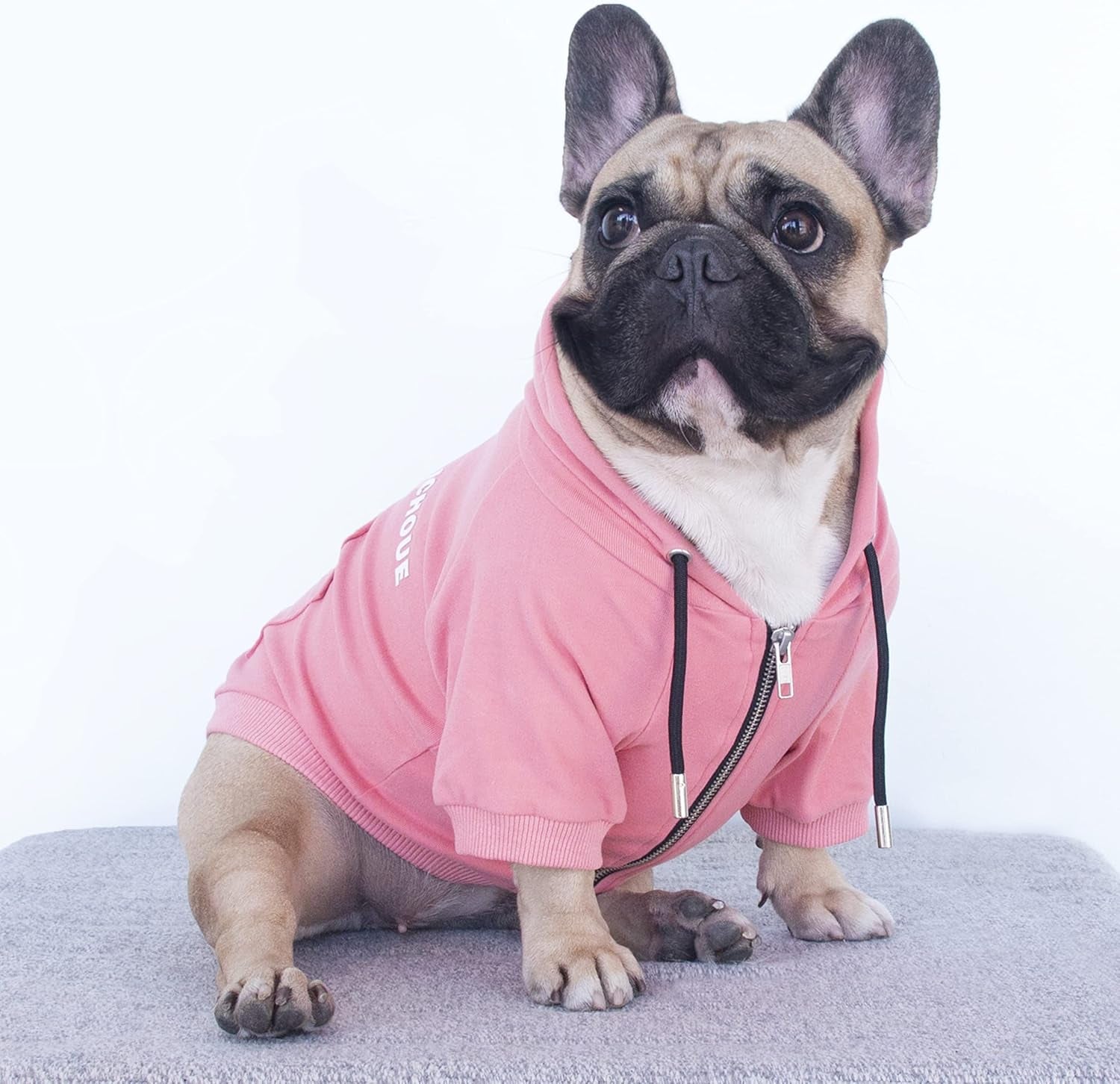 Luxury Soft Hooded Sweatshirt for Medium Dogs - English Bulldog, French Bulldog, Pug, Corgi, Boston Terrier, Pitbull - Pink, Size X-Large