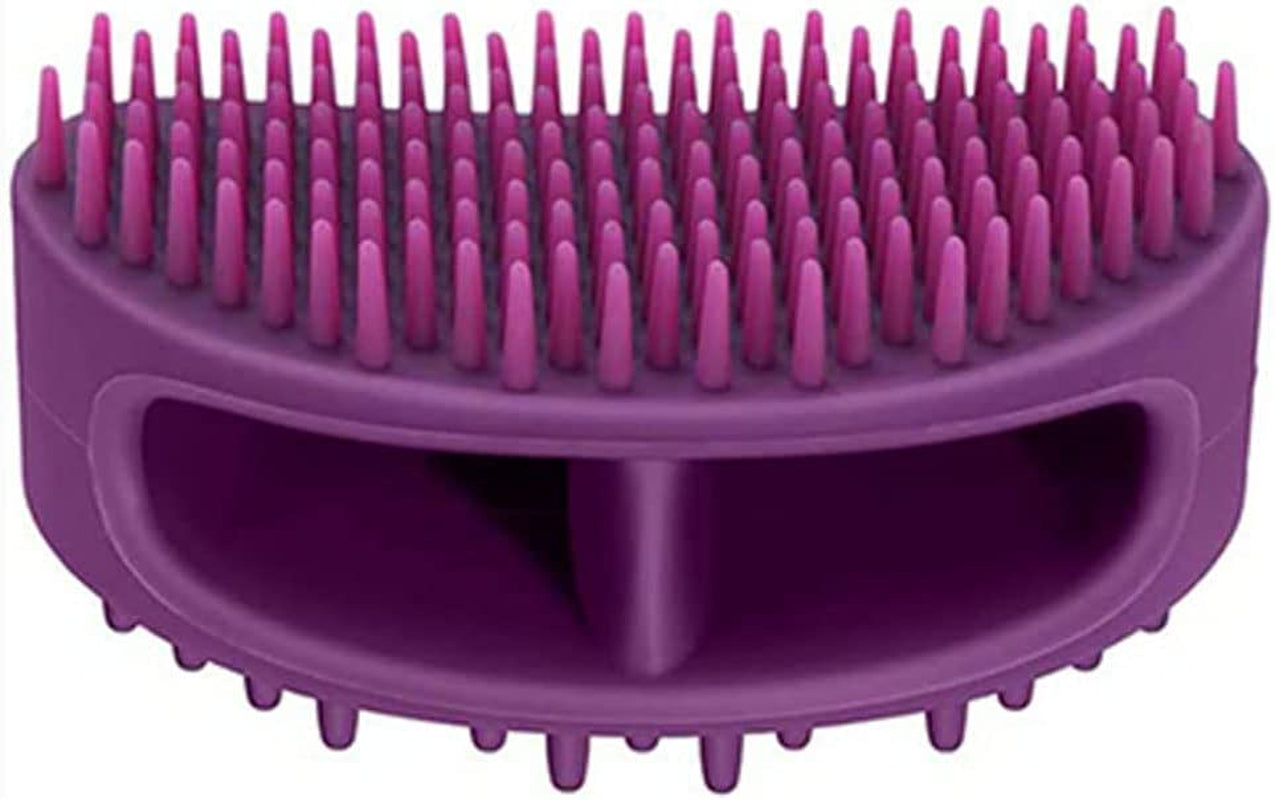 Professional Silicone Grooming Brush for Dogs and Cats - Versatile Bathing and Massaging Tool for Short and Long Hair - Purple Slicker Shedding Brush