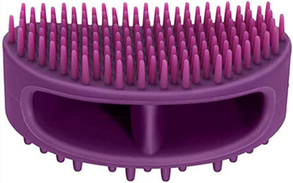 Professional Silicone Grooming Brush for Dogs and Cats - Versatile Bathing and Massaging Tool for Short and Long Hair - Purple Slicker Shedding Brush