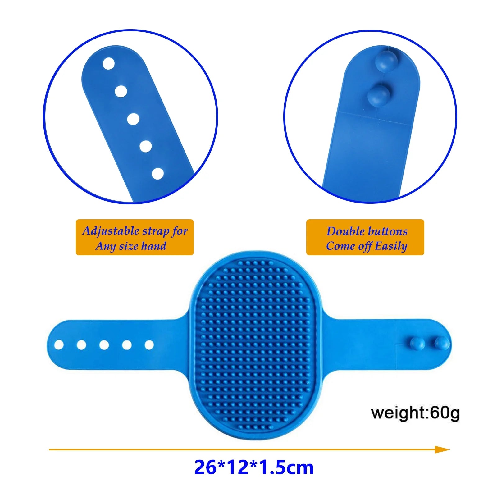 3-Pack Adjustable Width Pet Bath Brushes for Dogs and Cats - Soft Grooming Brushes for Showering and Washing (Blue, Green, Yellow)