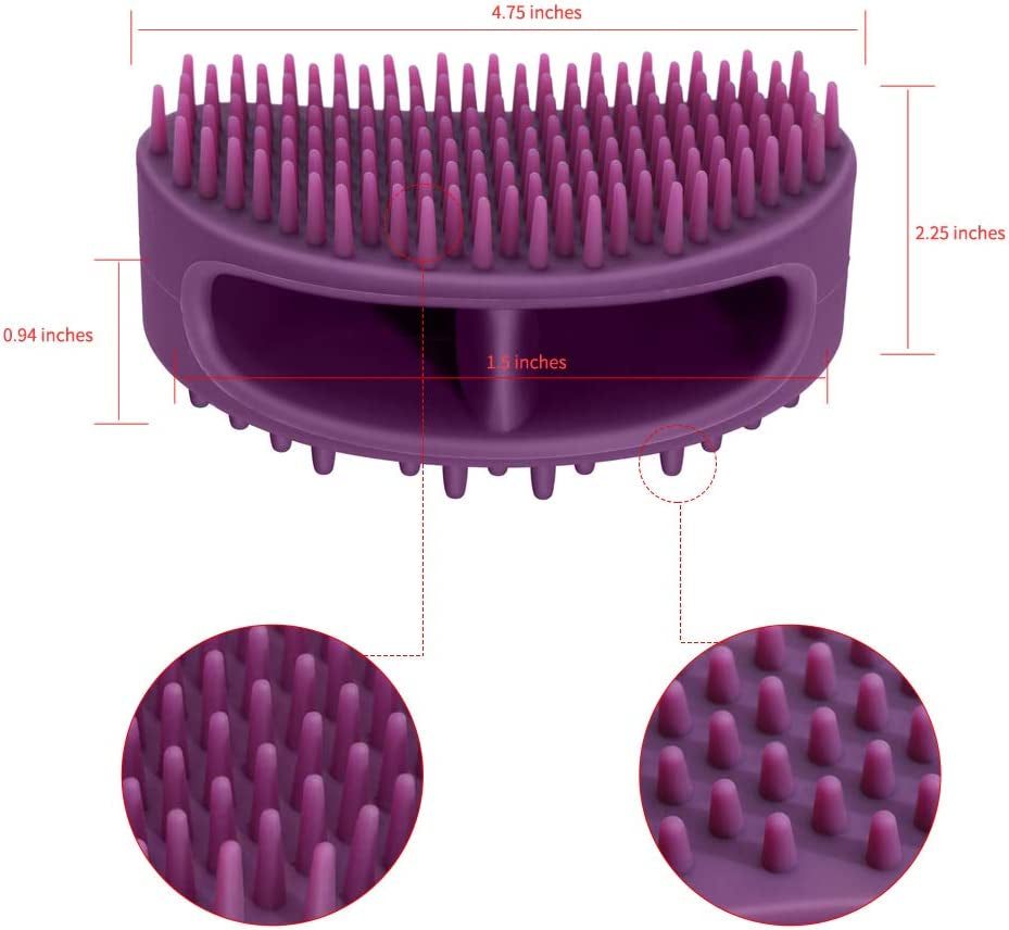 Professional Silicone Grooming Brush for Dogs and Cats - Versatile Bathing and Massaging Tool for Short and Long Hair - Purple Slicker Shedding Brush
