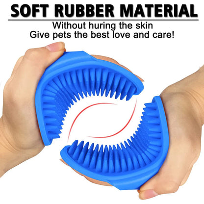 3-Pack Adjustable Width Pet Bath Brushes for Dogs and Cats - Soft Grooming Brushes for Showering and Washing (Blue, Green, Yellow)