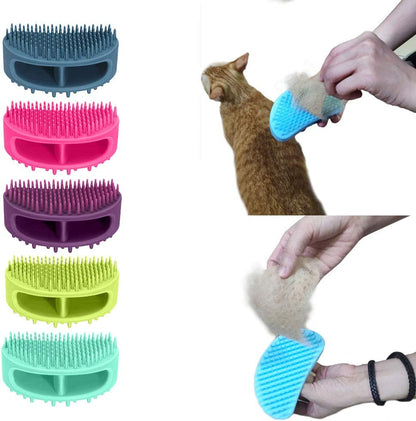 Professional Silicone Grooming Brush for Dogs and Cats - Versatile Bathing and Massaging Tool for Short and Long Hair - Purple Slicker Shedding Brush