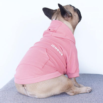 Luxury Soft Hooded Sweatshirt for Medium Dogs - English Bulldog, French Bulldog, Pug, Corgi, Boston Terrier, Pitbull - Pink, Size X-Large