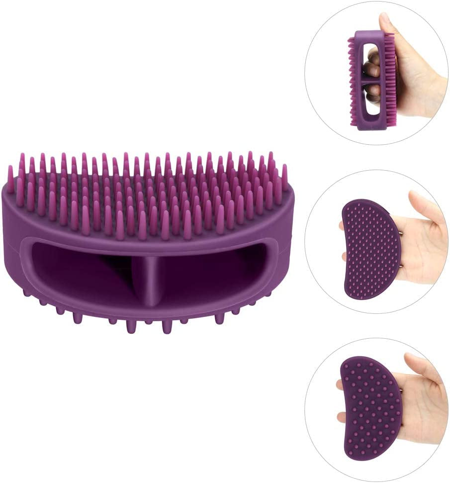 Professional Silicone Grooming Brush for Dogs and Cats - Versatile Bathing and Massaging Tool for Short and Long Hair - Purple Slicker Shedding Brush