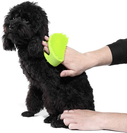 Professional Silicone Grooming Brush for Dogs and Cats - Versatile Bathing and Massaging Tool for Short and Long Hair - Purple Slicker Shedding Brush